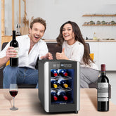 6 Bottle Wine Cooler, Wine Fridge Small with Digital Temperature Control, 46-65℉, Countertop Wine Cooler Refrigerator, Mini Freestanding Wine Cellars Glass Door, Thanksgiving, Christmas Gift